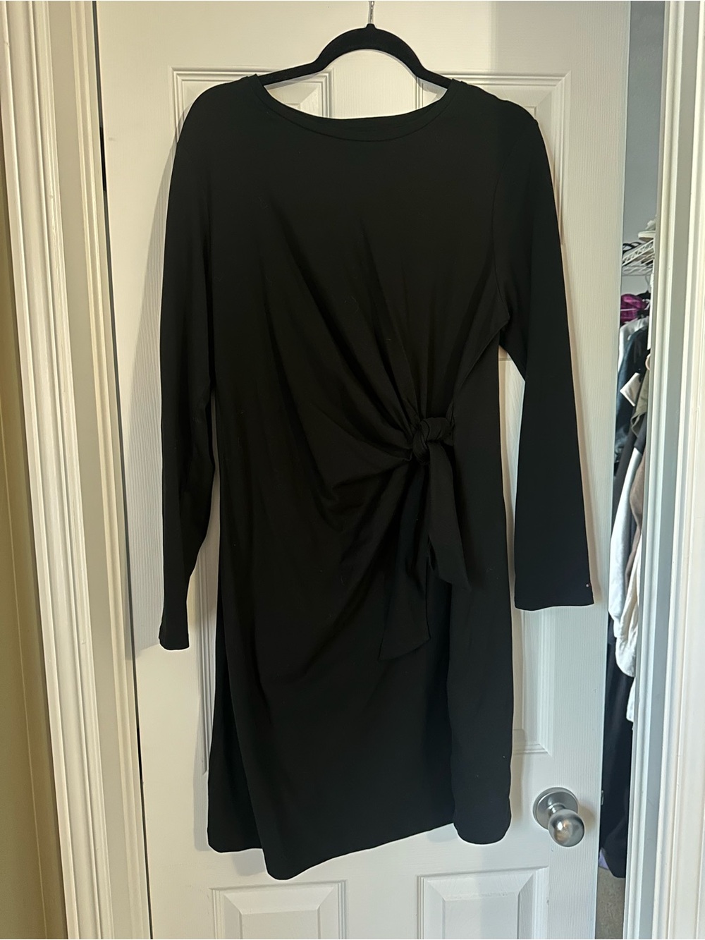Tommy Hilfiger Black Long-Sleeve Knot Front Dress